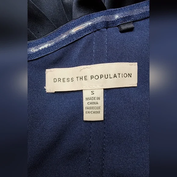 Dress The Population Navy Satin Alani Sheath Dress - Picture 9 of 10